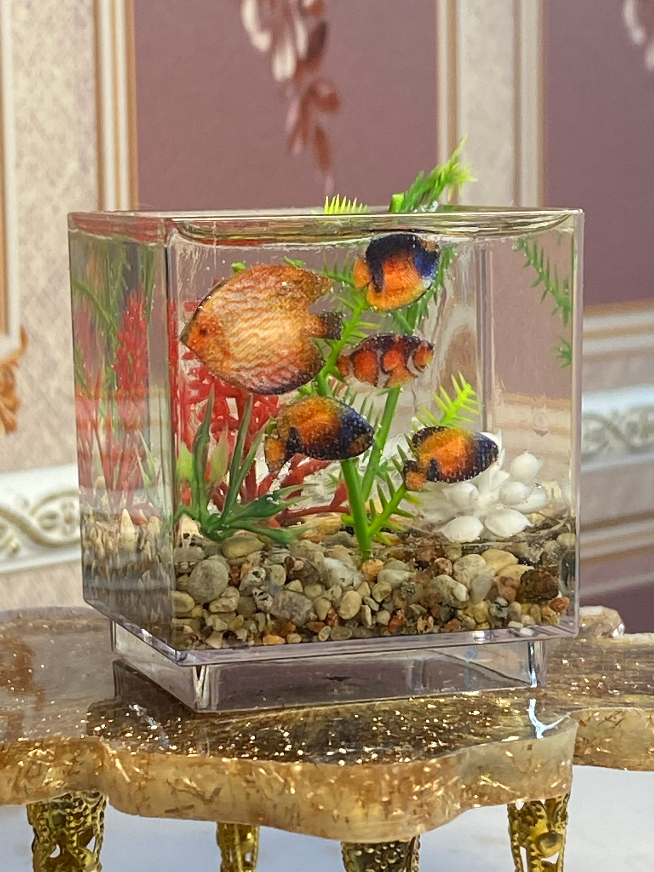 Diorama.miniature Fish Aquarium Ready as a Gift. Doll House Accessories.fish  Bowl.fish Tank 