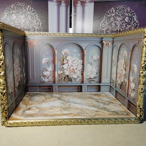 Room Box Diorama escala 1:12 listo como regalo, Sala de Casa de Muñecas, Panel de Estilo Francés, Sala de Casa de Muñecas, Sala de Exhibición.