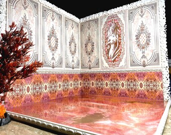 Miniatur Roombox Diorama Puppenhaus Pink Palace 1:12