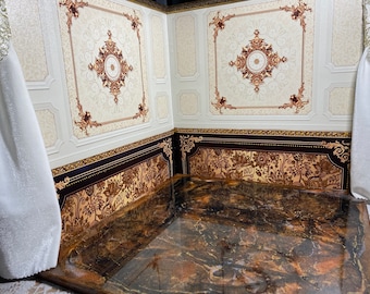 Miniature Roombox Diorama Dollhouse French Palace 1:12 Scale