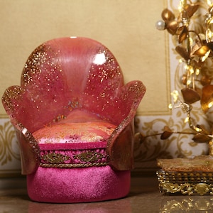 Pink Miniature Armchair For Blythe Size Doll.Armchair for 12 inch scale doll