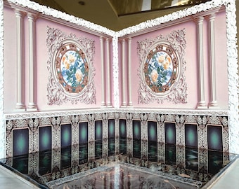 Miniature Roombox Diorama Dollhouse French Palace 1/6 Scale