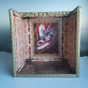 Miniatuurkamerdoos gedecoreerd als cadeau.Roombox-diorama.Handgemaakt.Roomboxes.Dollhouse.