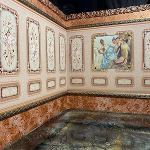 Poppenhuiskamerdoos schaal 1/6: dioramaweergave in Franse stijl