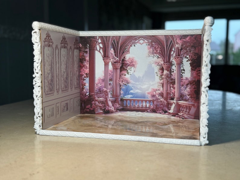 Miniature Roombox Diorama Dollhouse Pink Floral Balcony 1:12 Scale - Etsy