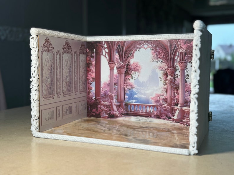 Miniature Roombox Diorama Dollhouse Pink Floral Balcony 1:12 Scale - Etsy