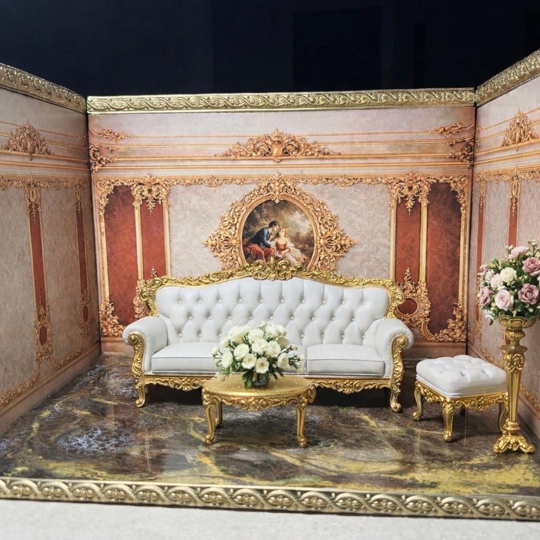 Victorian Dollhouse Roombox – 1:12 Scale Baroque Miniature Diorama ...