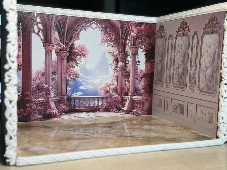 Miniature Roombox Diorama Dollhouse Pink Floral Balcony 1:12 Scale - Etsy