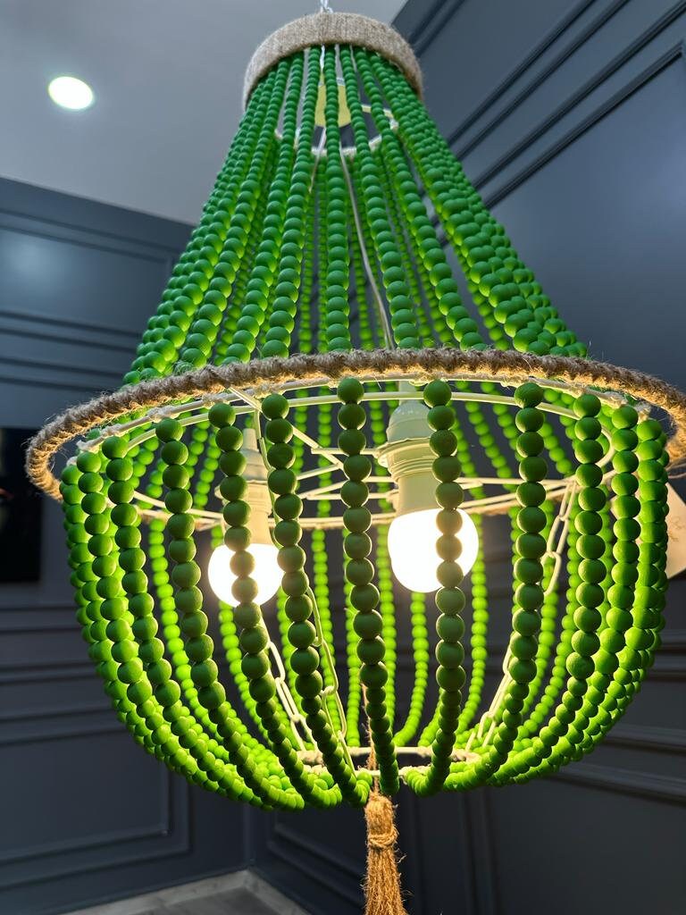 Green beaded sale chandelier