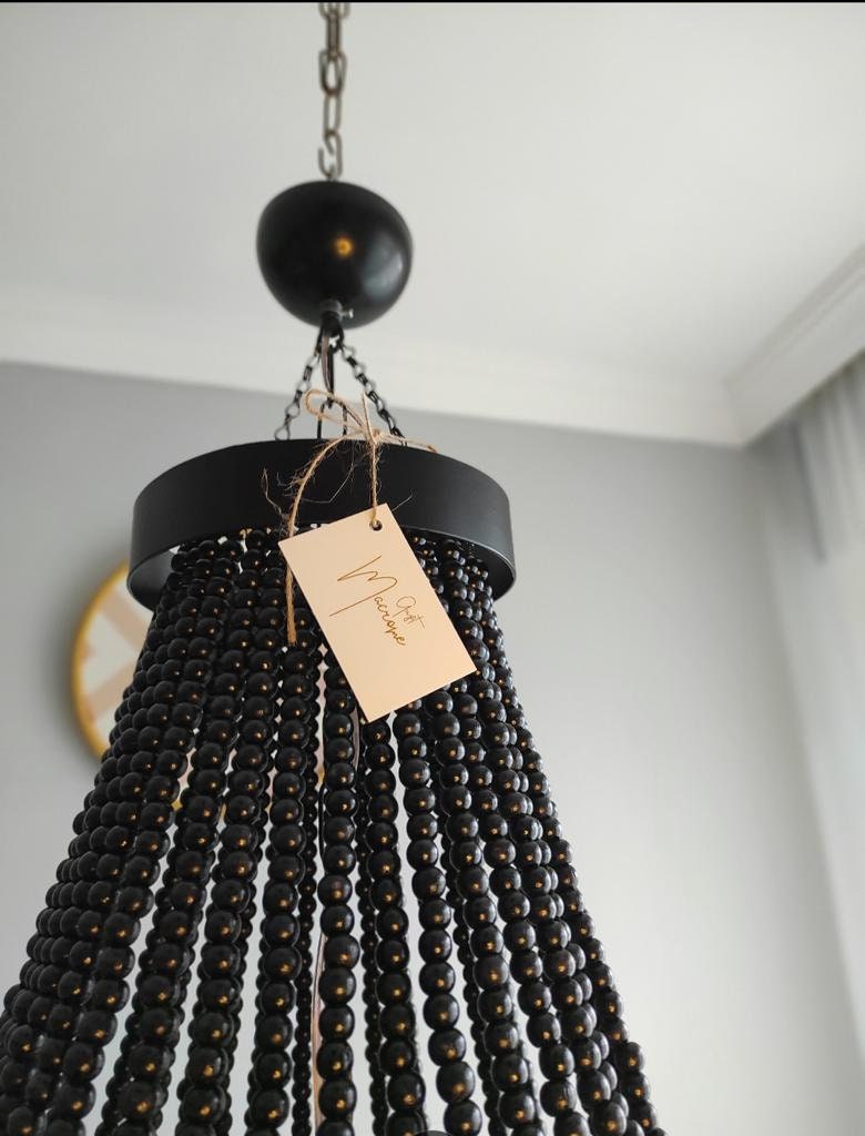 Black wood bead chandelier deals