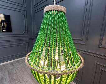 Green on sale beaded chandelier