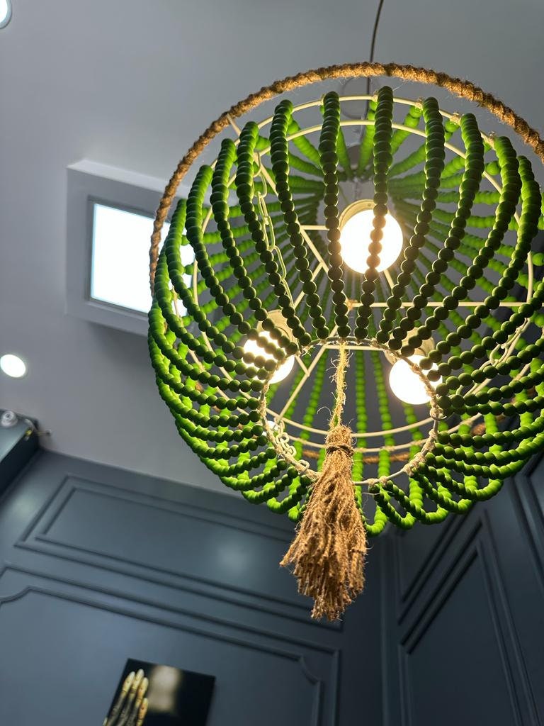 Green on sale beaded chandelier