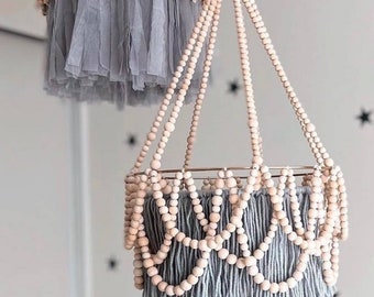 Boho Light, Fringe Pendant Light, Cotton Pendant Light Fixture, Boho Light, Nursery Ceiling Lamp, beaded chandelier, tassel lighting