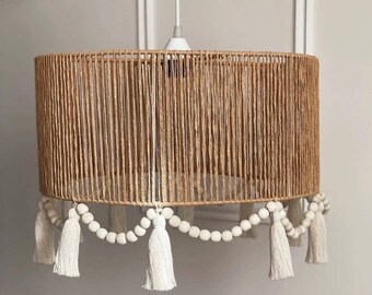 Rustic chandelier, boho Lighting, wicker chandelier, beaded chandelier, nursey lamp, fixture chandelier, boho pendant lighting, home decor