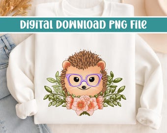 Hedgehog in Glasses Design Digital PNG | Optician, Optometrist, or Optometric Tech shirt design | Cute Hedgehog PNG Digital Download