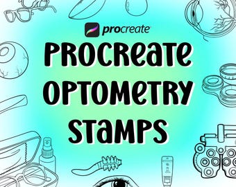70 Procreate Optometry Stamp Brushes | Optometry Tools, Eyewear, Optometric Machines, Eyeballs, Eyes, Occluders, Retinoscope, and more!