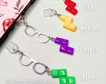 Puzzle Blocks with or without Glasses Kindle Charm, Dust Plug Charm, Kindle Plug Charm, Phone, Optometrist or Optician Gift, USB-C Charm