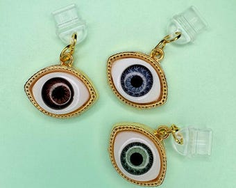Gold Eye Kindle Charm, Blue, Brown, or Green Eye, Dust Plug Charm, Kindle Plug Charm, Phone Charm, Booklover, Optometrist or Optician Gift