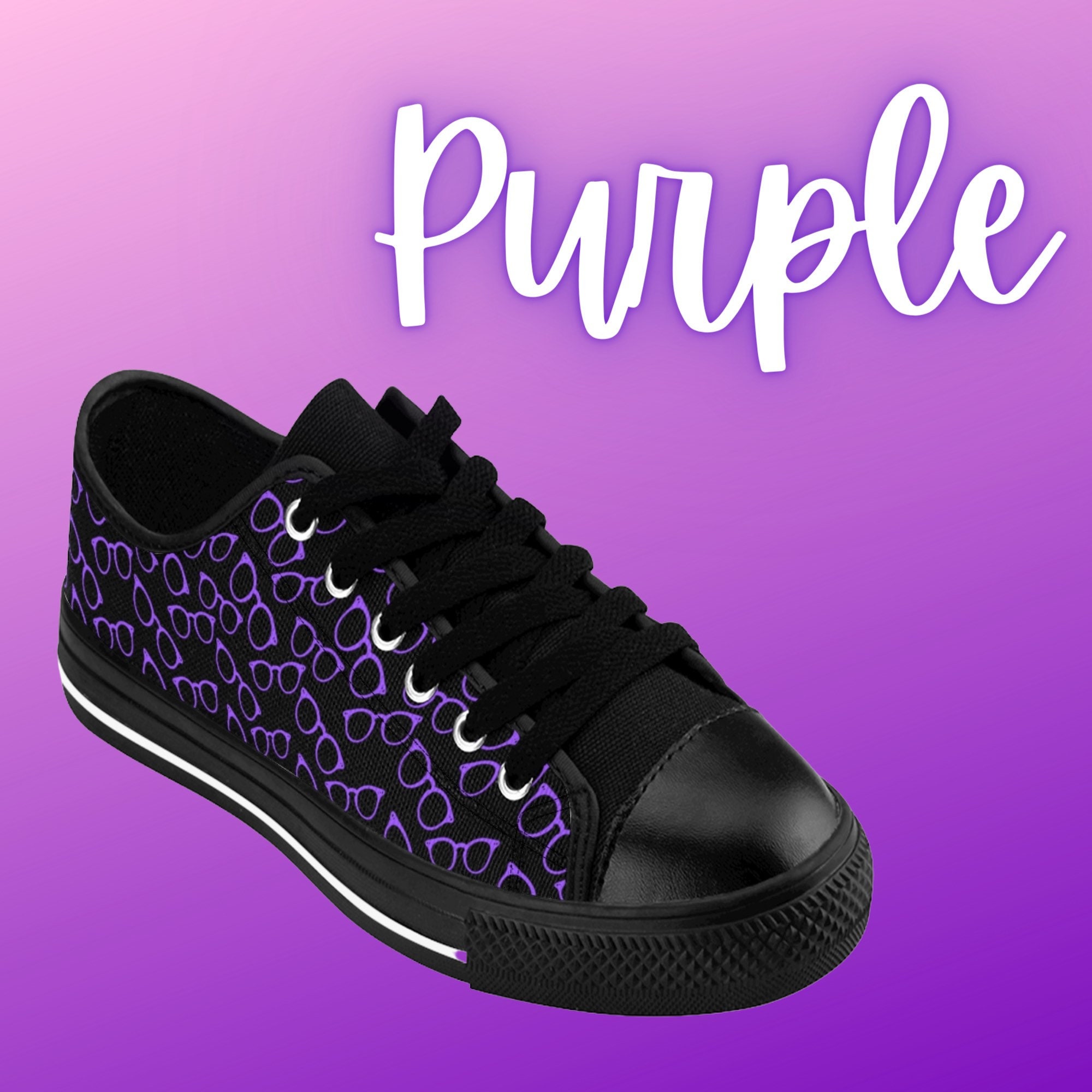 Mens Purple on Black Glasses Shoes Low 