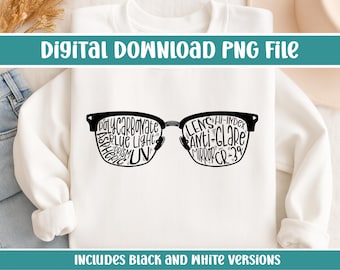 Glasses Shirt Design Digital PNG | Optician, Optometrist, or Optometric Tech shirt design | Optical Lens Appreciation PNG Digital Download