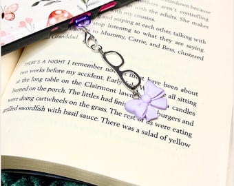 Eyeglasses Kindle Charm with Purple Bow, Dust Plug Charm, Kindle Plug Charm, Phone Charm, Booklover Gift, Optometrist or Optician Gift