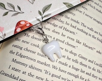 Tooth Kindle Charm, Dust Plug Charm, Kindle Plug Charm, Phone Charm, Booklover Gift, Dentist or Dental Hygienist Gift, Handmade