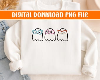 Cute Ghosts in Glasses Design Digital PNG | Optician, Optometrist, or Optometric Tech shirt design | Optical PNG Digital Download