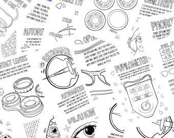 Digital Download: Educational Optometry Practice Printable Coloring Pages | Optometry Office