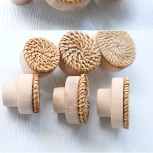 Boho Rattan Knob Pull Handle Drawer Furniture Hardware Cabinet Knobs, Dresser Pulls,Cabinet Wooden Knobs Handles, bobo dresser knob