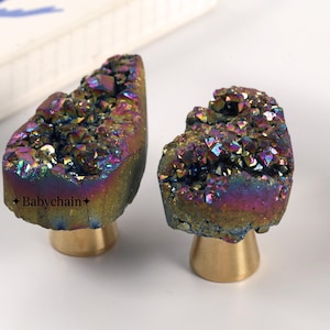 Galwanizowane gałki z naturalnego kryształu, gałki do szuflad, okucia meblowe, gałki do szafek, grawerowane na zamówienie uchwyty do komód z miedzianą podstawą, uchwyty kuchenne