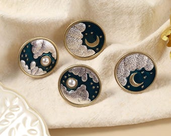 Moon and Cloud elegant Knobs,Children room nursery knobs,Custom Engraved Furniture Hardware dresser knobs,Drawer door handles,Kitchen pulls