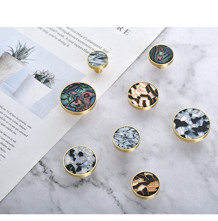 Brass Shell Knob Pull Handle Drawer Furniture Hardware Etsy