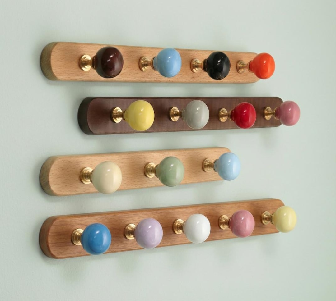 Walnut Ceramic Round Ball Wall Hook,beech Bedroom Wall Hanger,porch ...