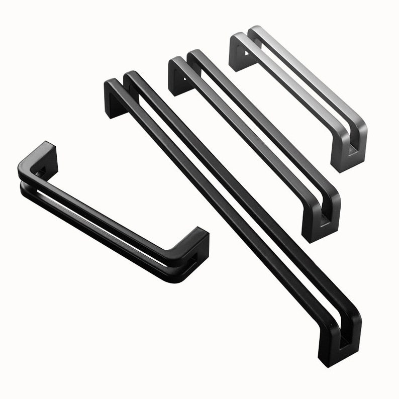 Elegant Modern Black Pulls Handles,Silver&Nickel grey Drawer pulls,Dresser Knob Pulls,Kitchen Handle,Door Pulls,kirsite handles zdjęcie 3