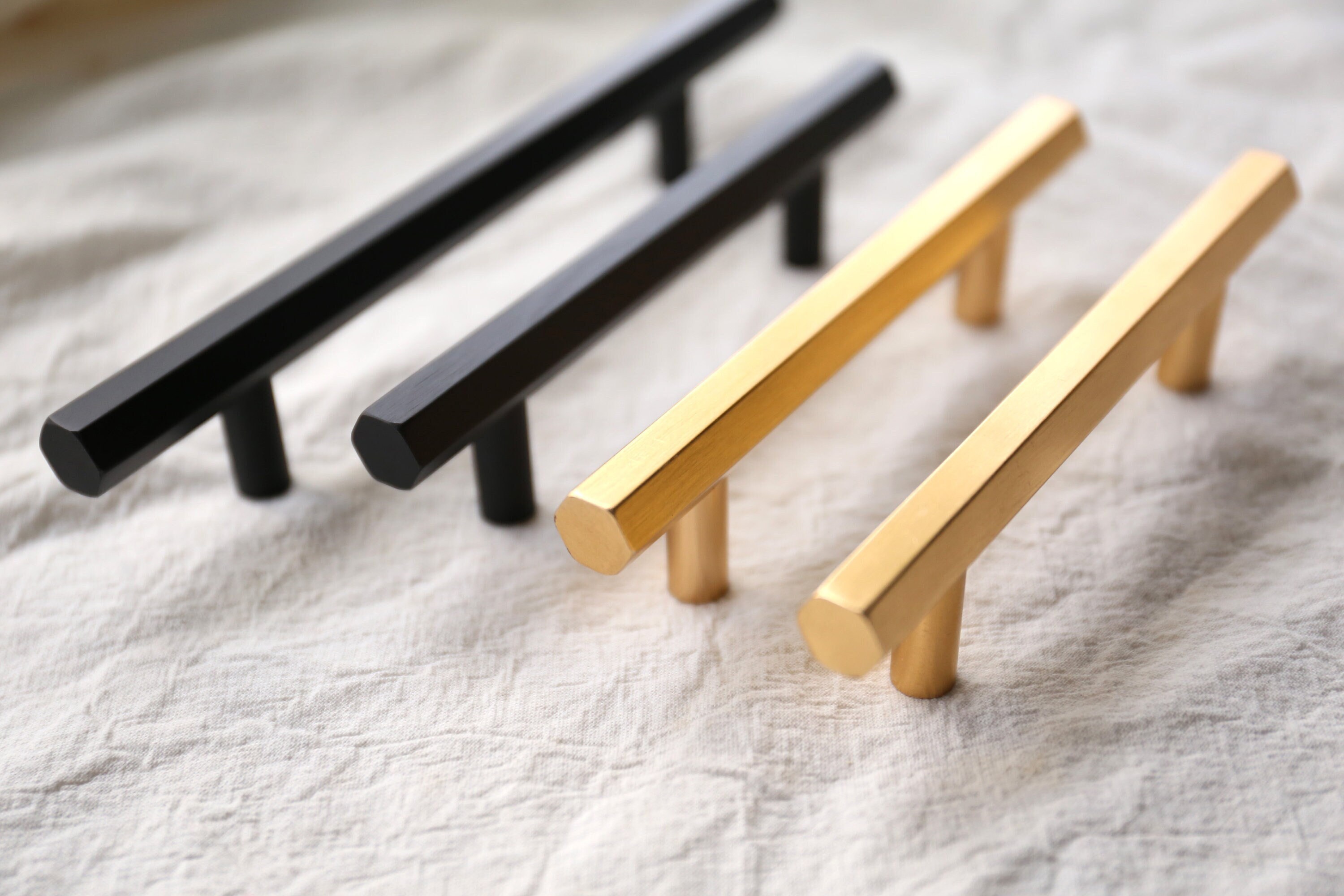 Hexagon Pull Handle Black Hexagon Drawer Knobrose Gold Etsy