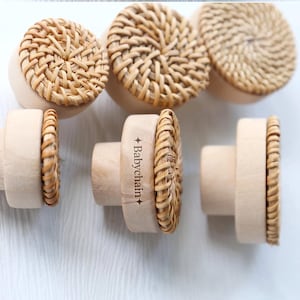 Boho Rattan Knob Pull Handle Drawer Furniture Hardware Cabinet Knobs,Custom Engraved Dresser Pulls,Cabinet Wooden Knobs Handles,dresser knob
