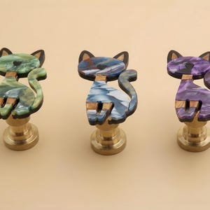 Resin cat colorful cabinet knob,Kitchen Dresser knob,Custom Engraved Furniture Hardware,Nursery room Drawer pull,Cupboard lovely handle