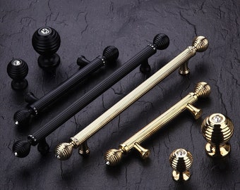 Luxury Black Knobs Pulls Handles,Single Hole round Knobs,Gold Drawer pulls knobs,Dresser handles,Kitchen pulls,Door wardrobe handles
