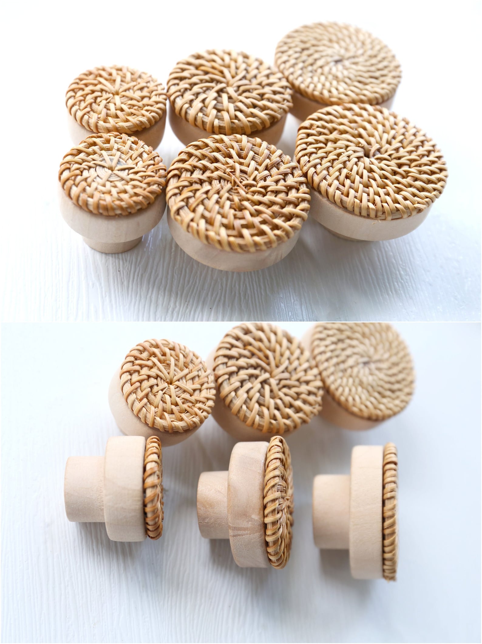 Boho Rattan Knob Pull Handle Drawer Furniture Hardware Knobs