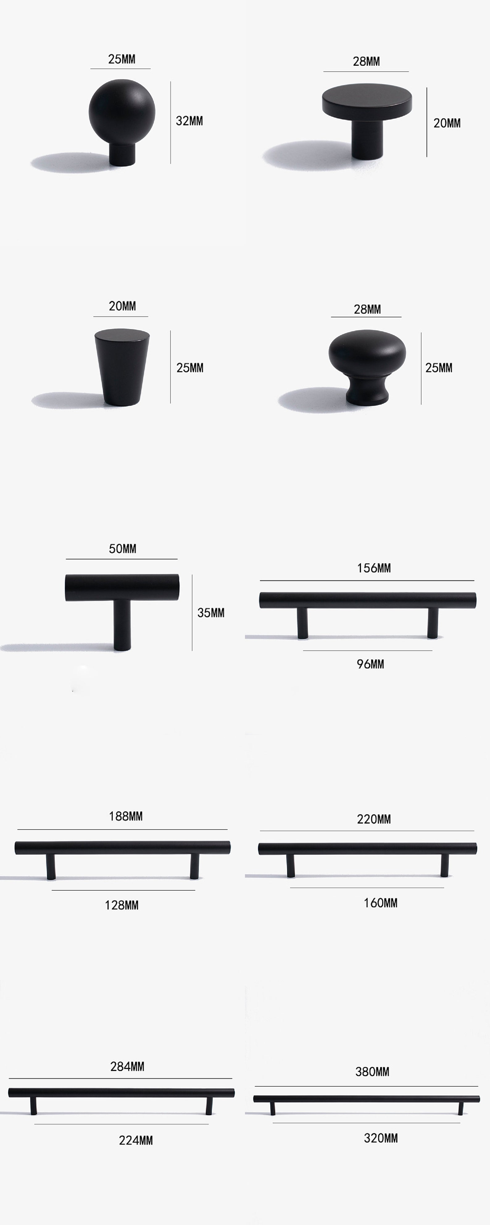 Elegant Modern Black Knobs Pulls Handlessingle Hole Black Etsy