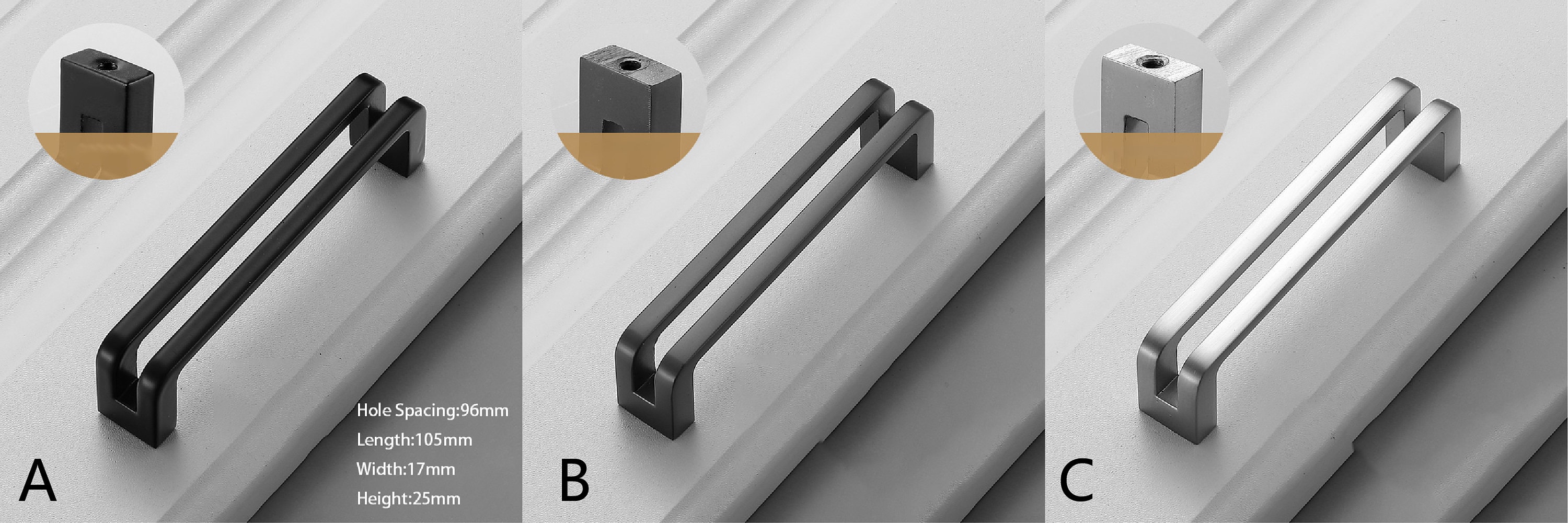 Elegant Modern Black Pulls Handlessilver&nickel Grey Drawer Etsy UK