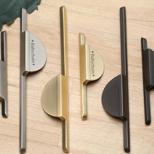 Minimalist Half Moon Knob Pull Handle,Versatile drawer knob handles,Bathroom cupboard handle,Custom Engraved Cabinet Knobs,Dresser pulls