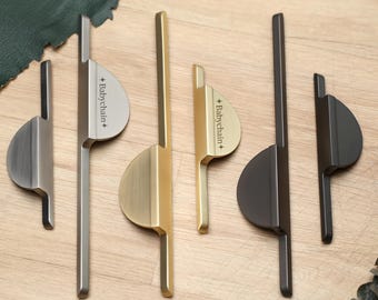 Minimalist Half Moon Knob Pull Handle,Versatile drawer knob handles,Bathroom cupboard handle,Custom Engraved Cabinet Knobs,Dresser pulls