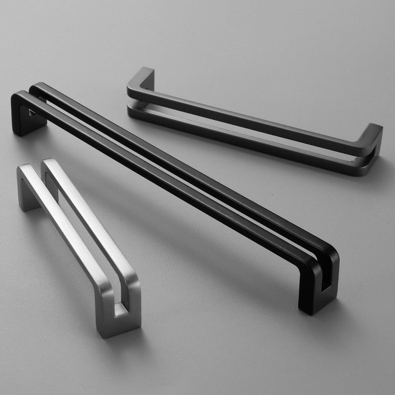 Elegant Modern Black Pulls Handles,Silver&Nickel grey Drawer pulls,Dresser Knob Pulls,Kitchen Handle,Door Pulls,kirsite handles zdjęcie 2