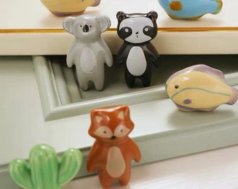 Ceramic Animals Knob Pull Handle, Nursery room Drawer Furniture Hardware Cabinet Knobs,Cabinet decorative Knobs Handles