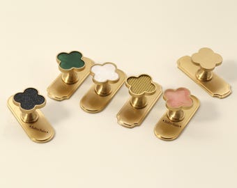 Brass Lucky Clover Knob Pull Handle Drawer Furniture Hardware Custom Engraved Cabinet Knobs Dresser Pulls Cabinet decorative Knobs Handles