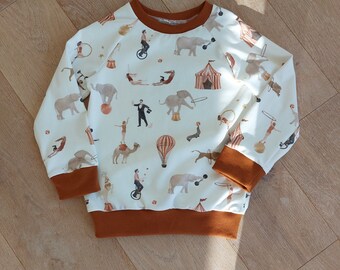 Langarmshirt für Kinder in den Größen 98 bis 134 Shirt aus Jersey, Zirkus, Watercolorprint
