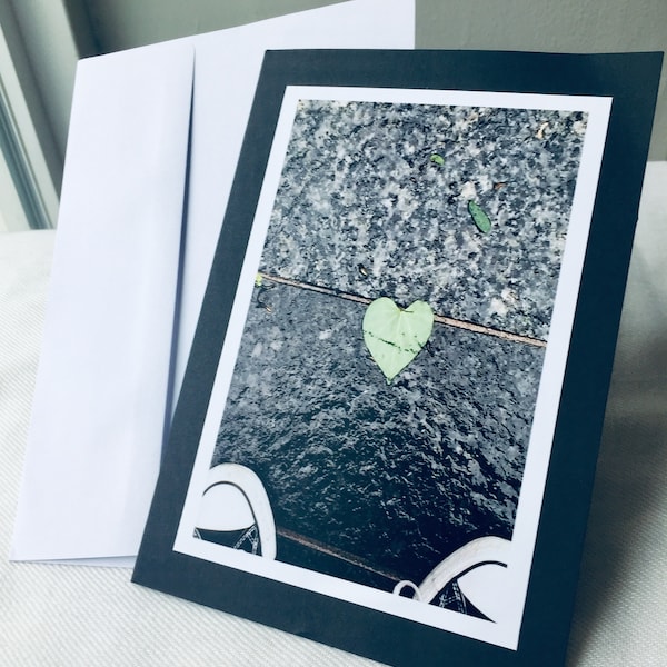Heart Leaf Photo Card, Urban Photography Greeting Card, Mother's Day, Valentine's Day, Thinking of You, Love, Nature, Blank Card w Envelope