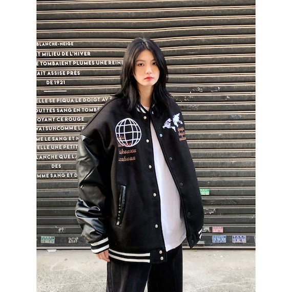 Petite Patch Letter Oversized Varsity Jacket  Varsity jacket outfit,  Sports jackets women, Varsity jacket women