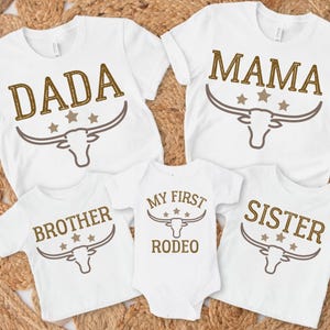 First Rodeo Family Birthday Shirts Rodeo Birthday Boy Tee Rodeo 1st Birthday Outfit Boy Matching Mommy and Me Family Shirts Custom Name